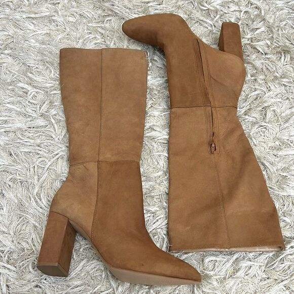 NWOB Steve Madden Ninny Chic Tall Knee-High Heeled Boots in Camel Nubuck size 11 - Picture 7 of 14